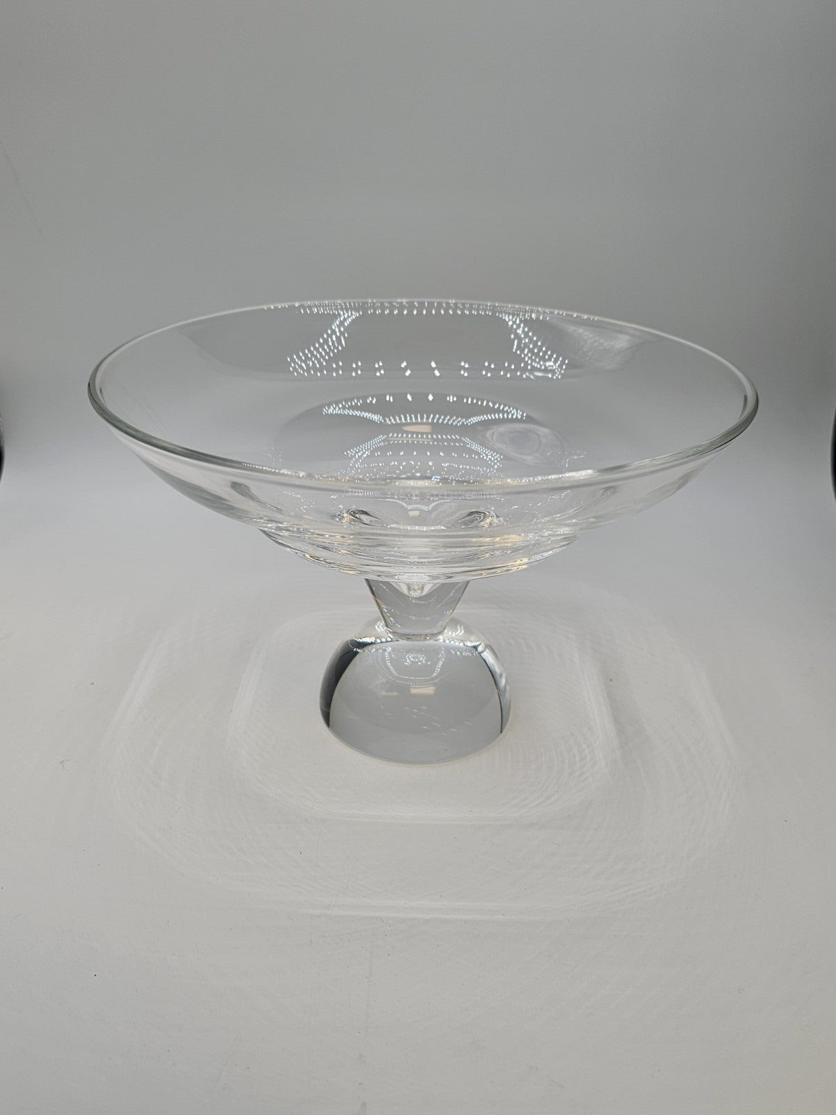 Steuben Signed Crystal Glass Cloud Pedestal Bowl Centerpiece 6.25 In Tall