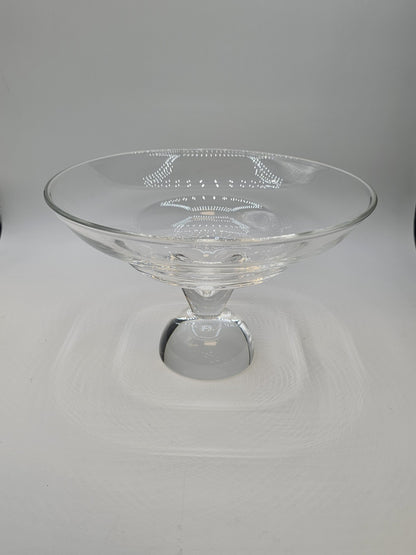 Steuben Signed Crystal Glass Cloud Pedestal Bowl Centerpiece 6.25 In Tall