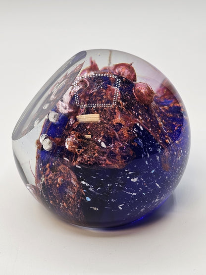 Vintage Glass Eye Studio Orion's Belt Paperweight Cobalt Blue Purple Clear Rose