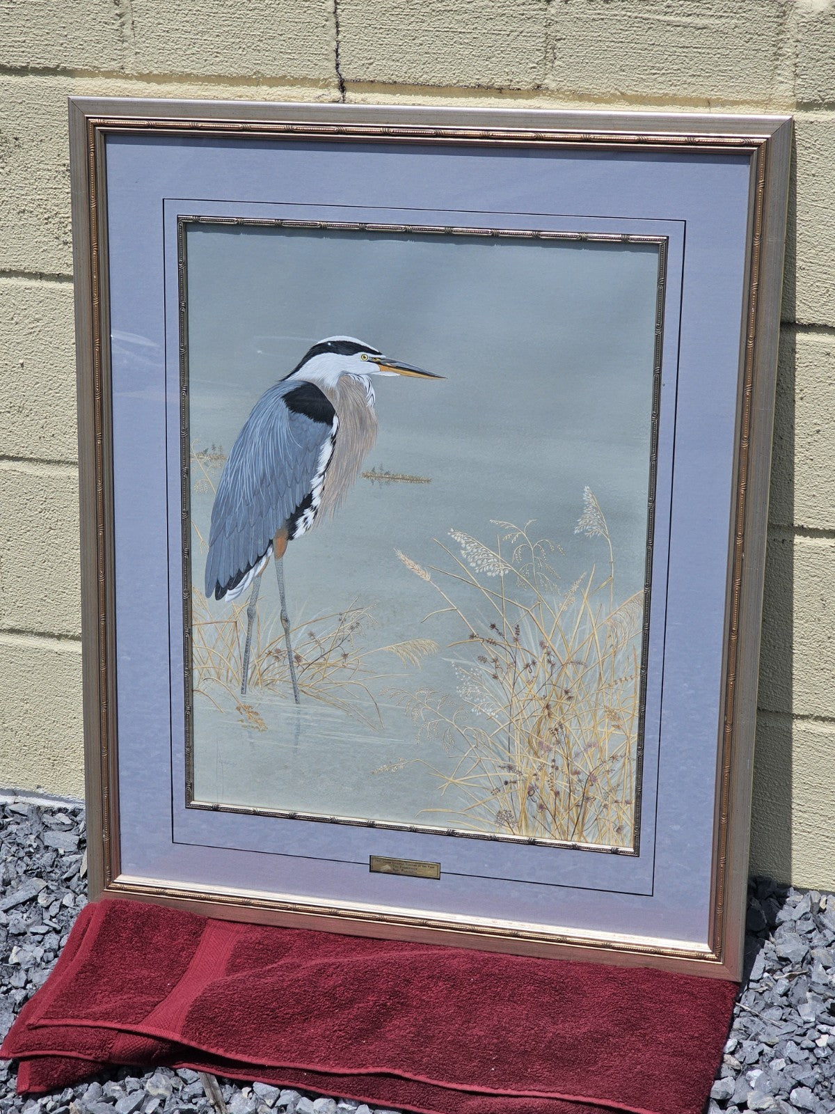 Original Signed Watercolor Painting Of Blue Heron Chesapeake Bay Area MD