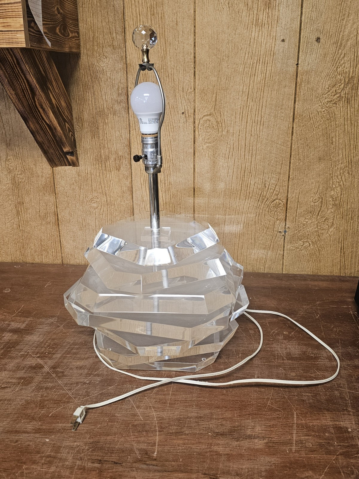 Post Modern Chunky Stacked Mobile Lucite Table Lamp George Bullio 23.5 In Tall