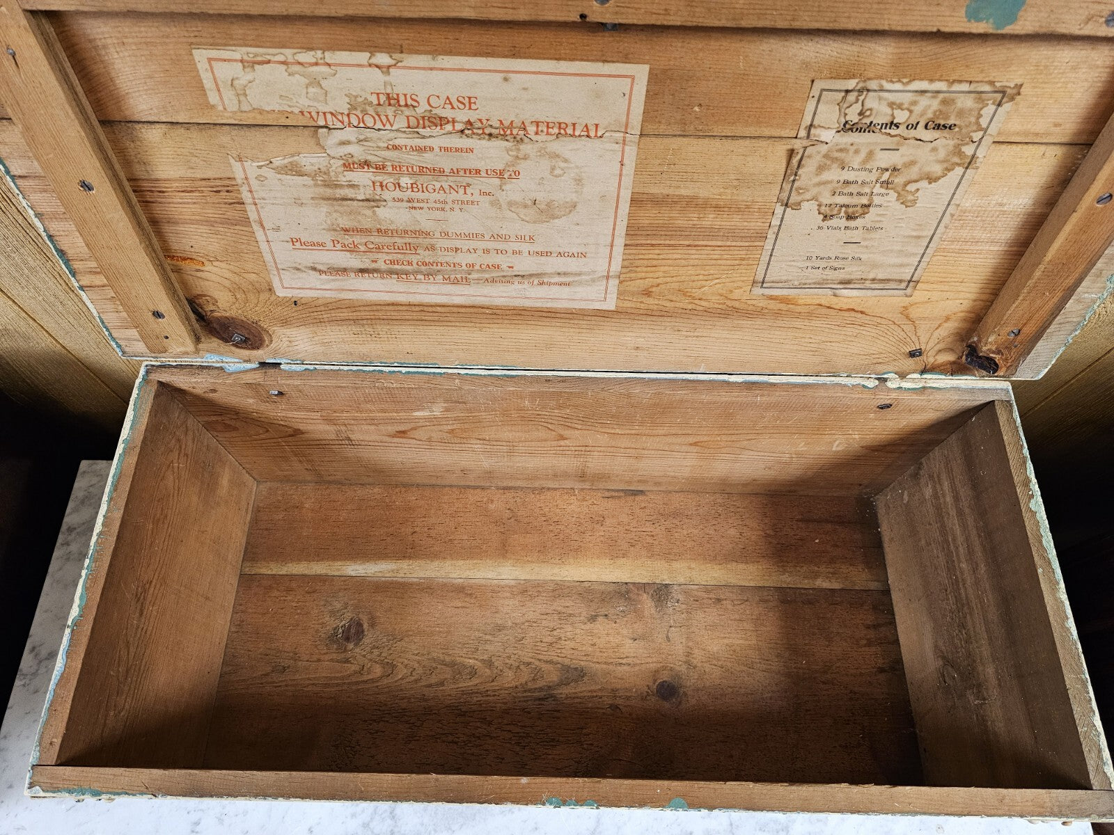 Vtg Houbigant Store Trunk Storage Chest 