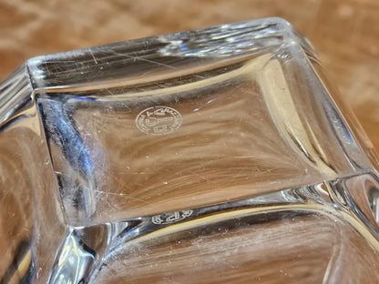 Baccarat Celine Square Crystal Floral Vase Tall Signed 1980s Rare Small Chip