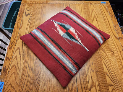 Vintage Native American Hand Stitched Throw Pillow Red Southwest Style 19" X 17"