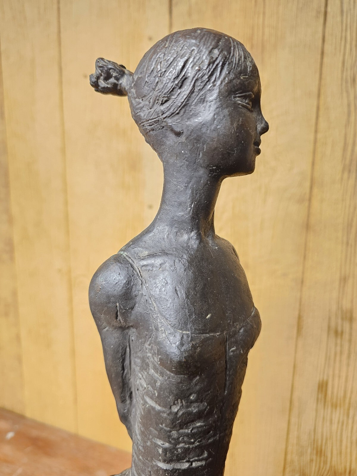 Vtg MCM Modernist Figural Bronze By Pino Conte Italian Standing Ballerina 28.5" 