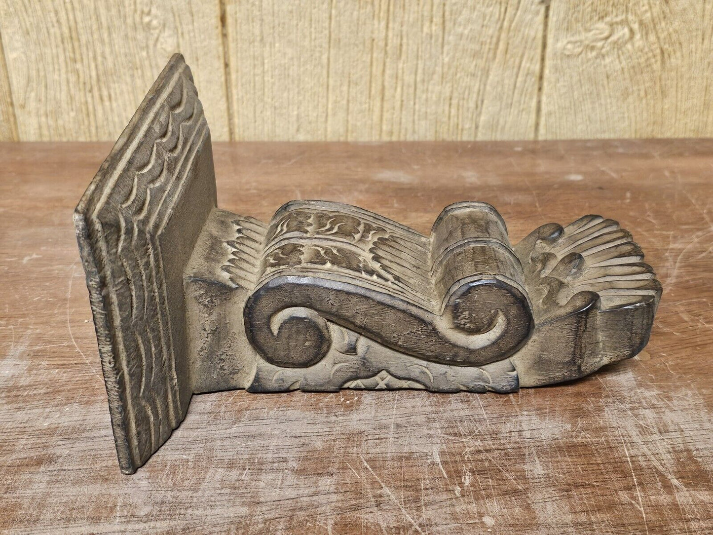 Acanthus Scroll Wood Wall Bracket Shelves Hand Carved 9 Inches Tall Set Of 4