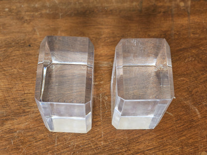 MCM Lucite Acrylic Display Base Pair Block Plateaus 6 In Tall W Beveled Sides