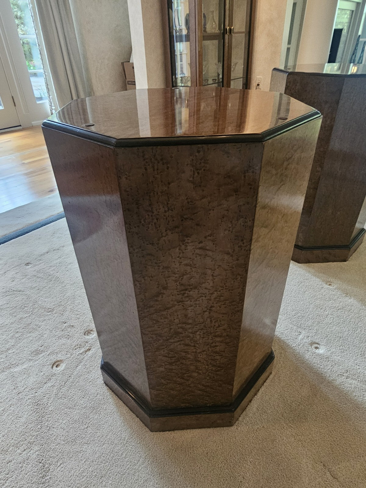 MCM Bernhardt Curly Maple Post Modern Dining Set Sideboard Curio Table & Chairs
