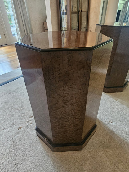 MCM Bernhardt Curly Maple Post Modern Dining Set Sideboard Curio Table & Chairs