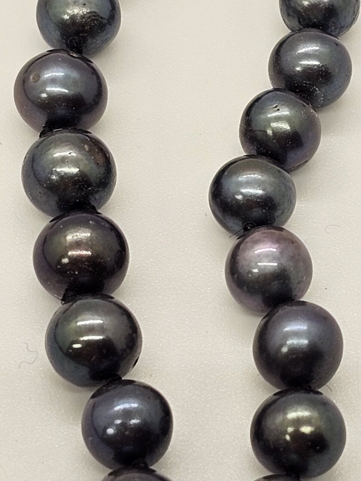 Vintage Dark Pearl Necklace Double Strand Iridescent 17.5 Inch Long