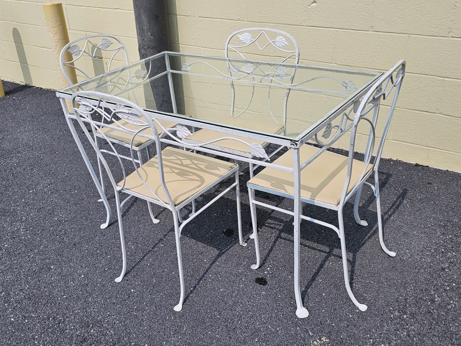 MCM Wrought Iron Salterini? Style Garden Patio Table & 4 Chairs