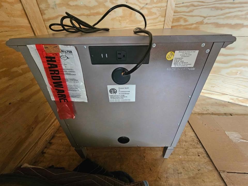 Queen Size Bassett Bedroom Set Night stand with electrical access.