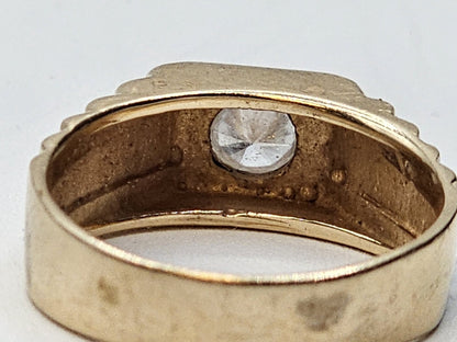 Vtg 14K Yellow Gold & Diamond? Rolex Style Ring 4.2 Grams Size 6.5
