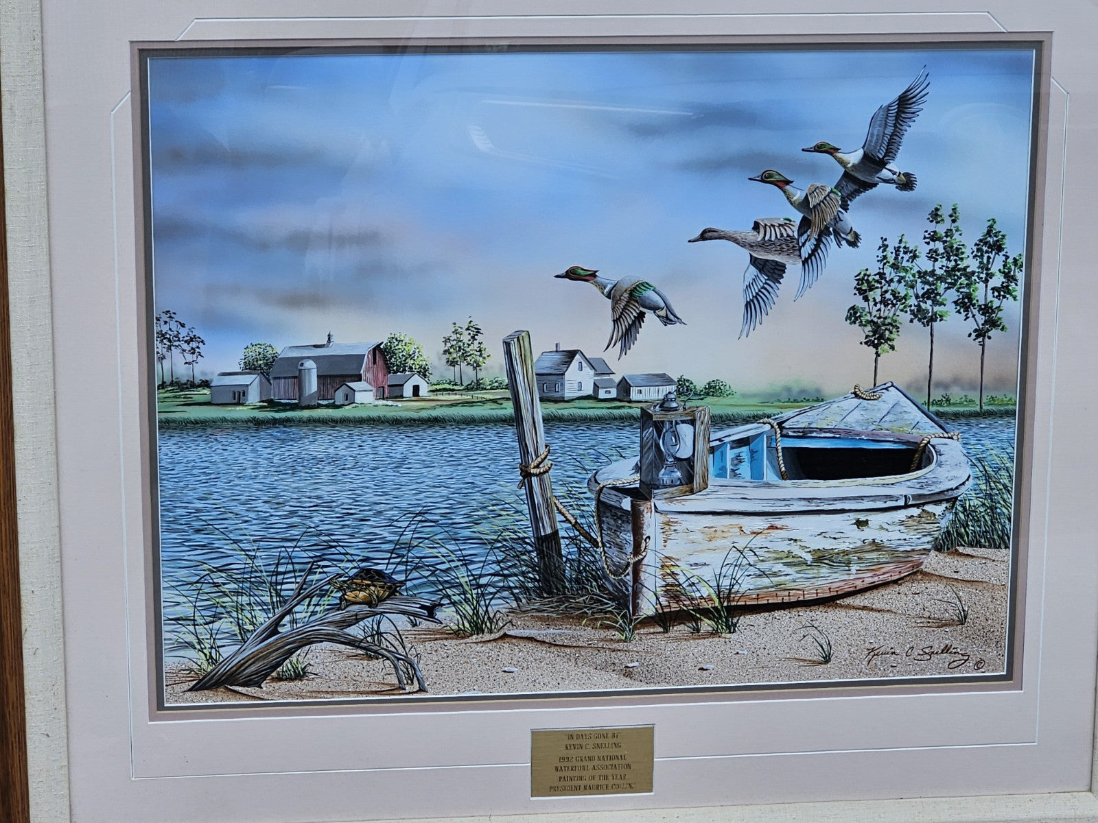 Original Oil On Board Painting Of Green Winged Teal Ducks Chesapeake Bay Area MD