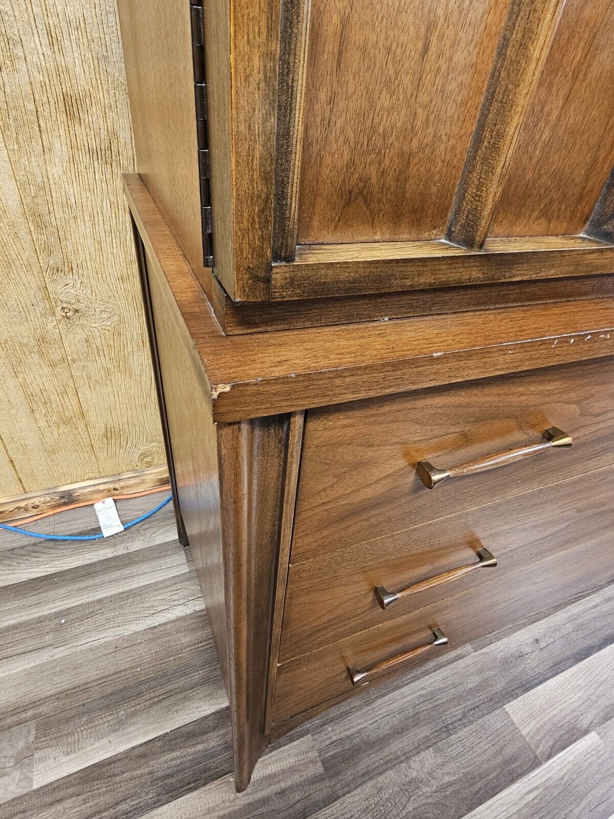 MCM Walnut Highboy Dresser Armoire By Kent Coffey For Perspectra 5 Drawer