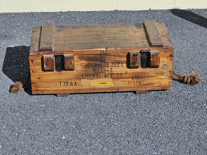 Vintage 1940s Wood & Metal French Ammo Box With Metal Insert Very Unique 