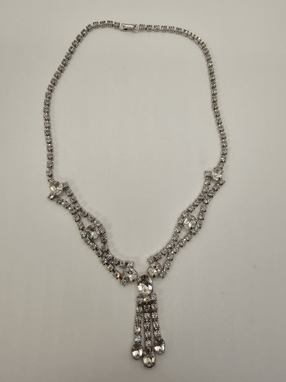 Vintage Sparkly Rhinestone Statement Necklace Choker 16 Inch High Quality 