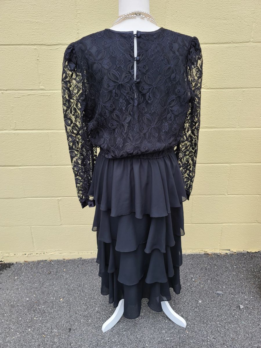 Vintage Lisa Michaels Black Cocktail Prom Summer Dress