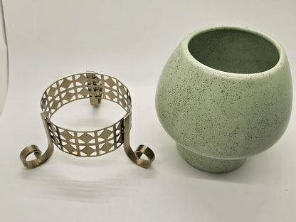 Stanford Sebring Pottery Atomic Age MCM Vase With Tripod Vase Mint Green