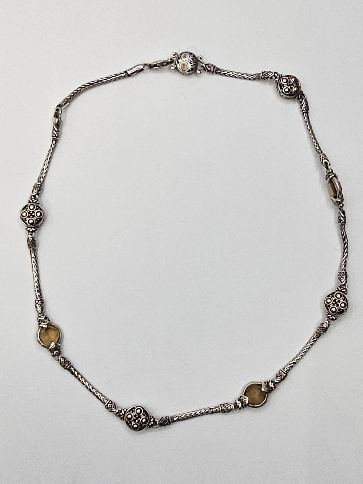 John Hardy 18k & Sterling Buta Suri Topaz 18 In Necklace, Ring Size 6 & Earrings