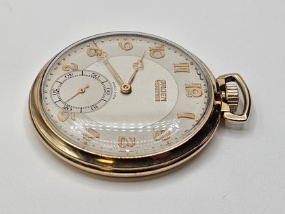 10k Gold Filled Gruen Verithin Pocket Watch Working Condition 