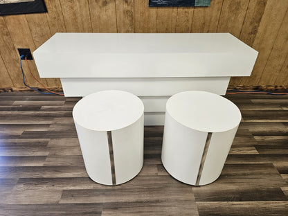 1980s Post Modern White Lacquer Photography Station W Cylinder Stools 