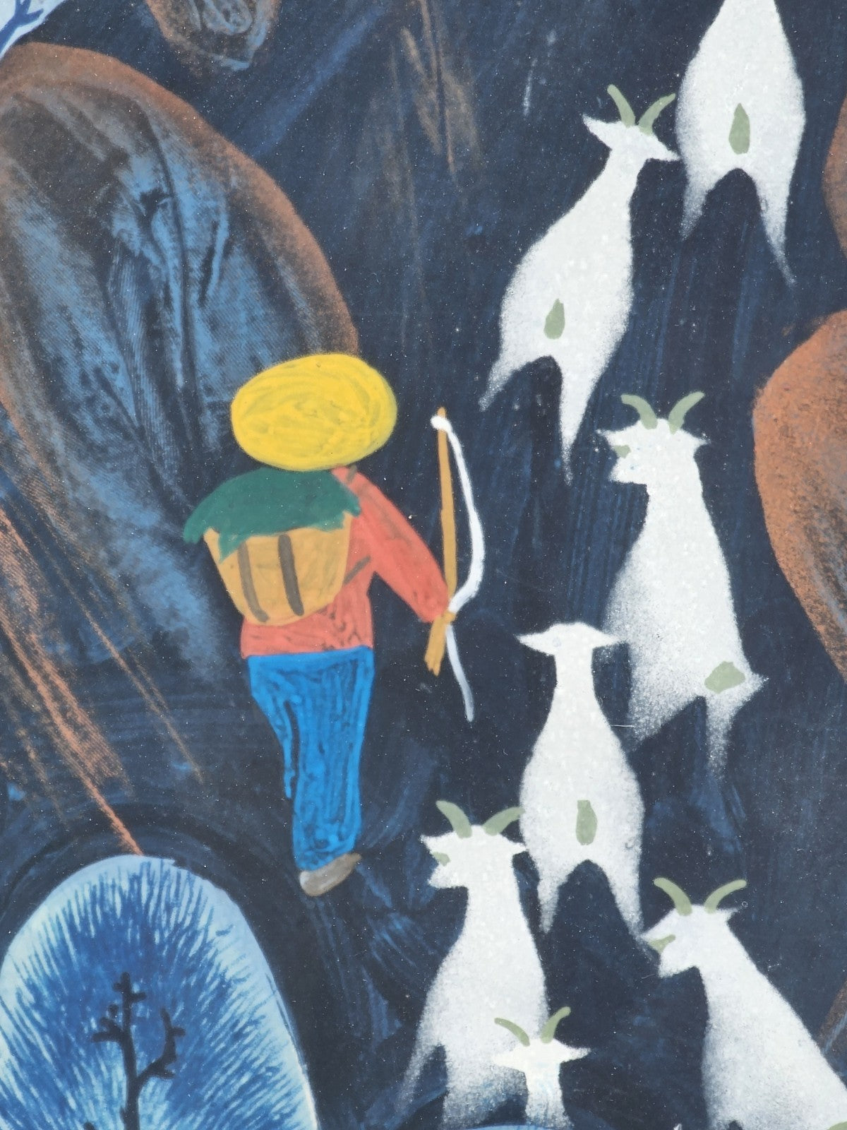 Original Zhang Xuanzheng Chinese Farmer Peasant Folk Art Watercolor Painting