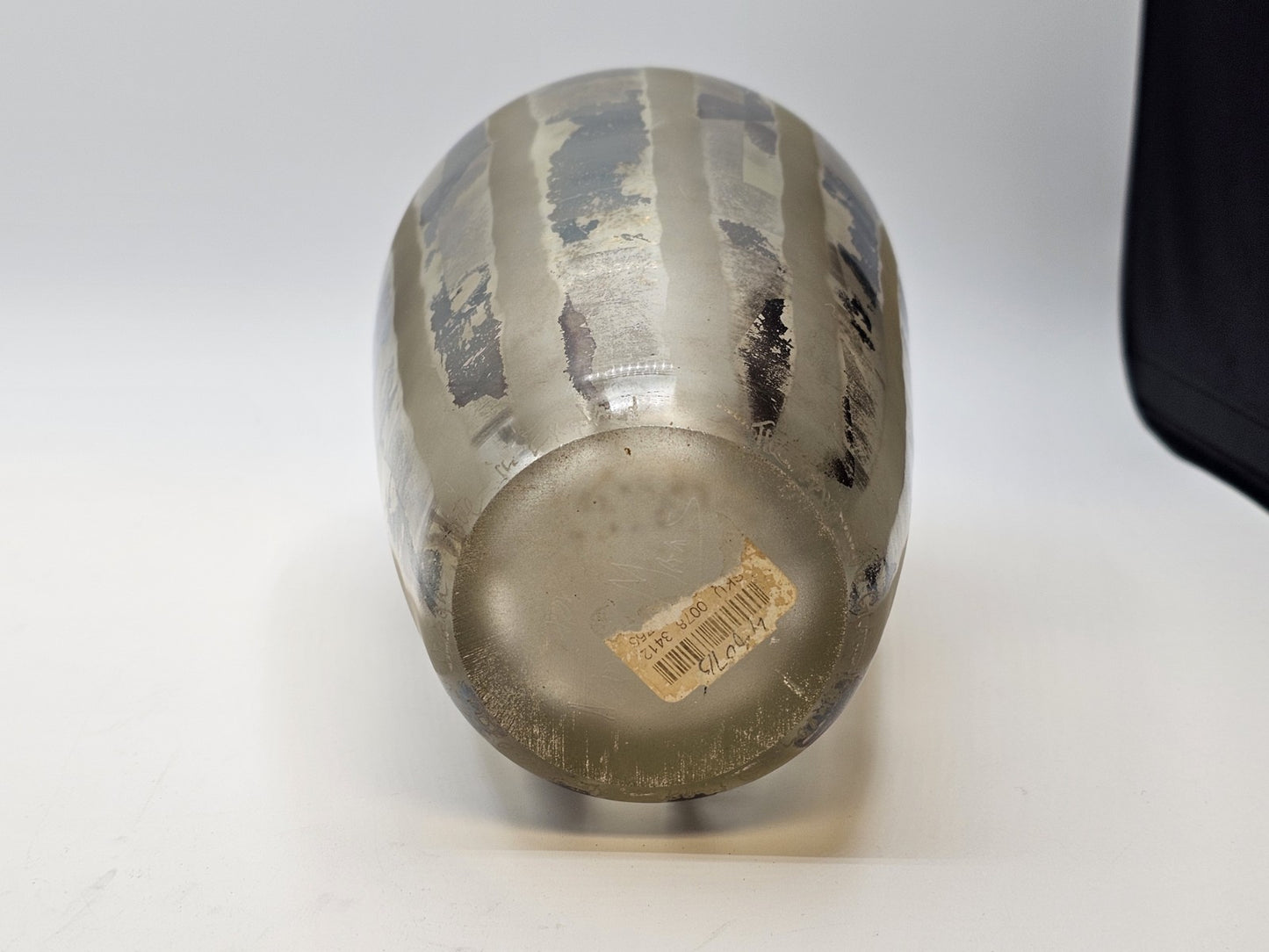Adam Aaronson? Art Studio Smokey Glass Vase Signed 10 In Tall Silver Metallics