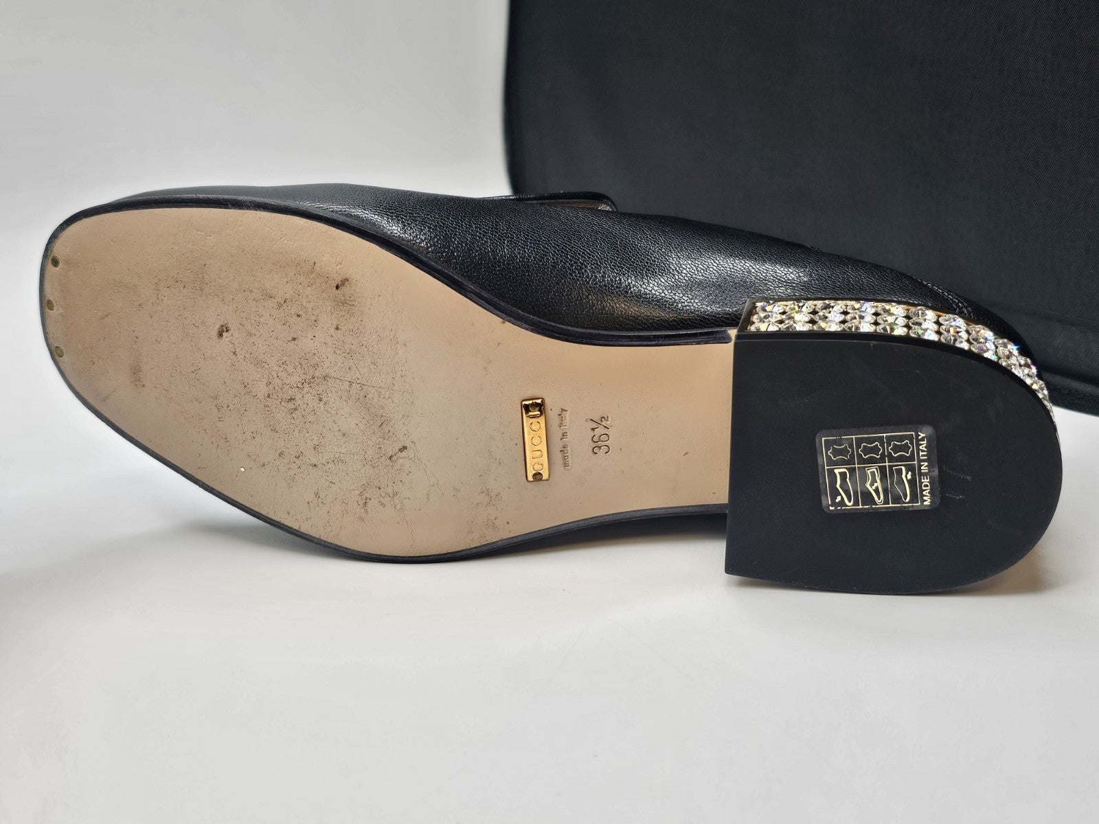 Gucci Horsebit Leather Loafers Mules With Crystals Size 36.5 Gently Used 