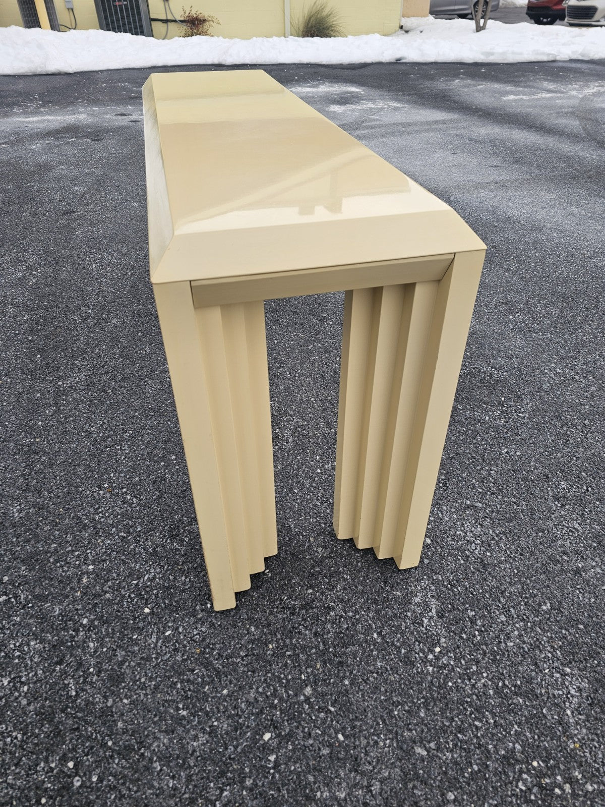 Vtg Post Modern Lacquered Console Table & Side Table Stool Pair Lane Furniture 