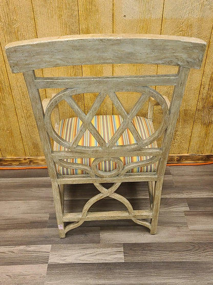 Regency Style Sculptural Arm Chair with Upholstered Seat