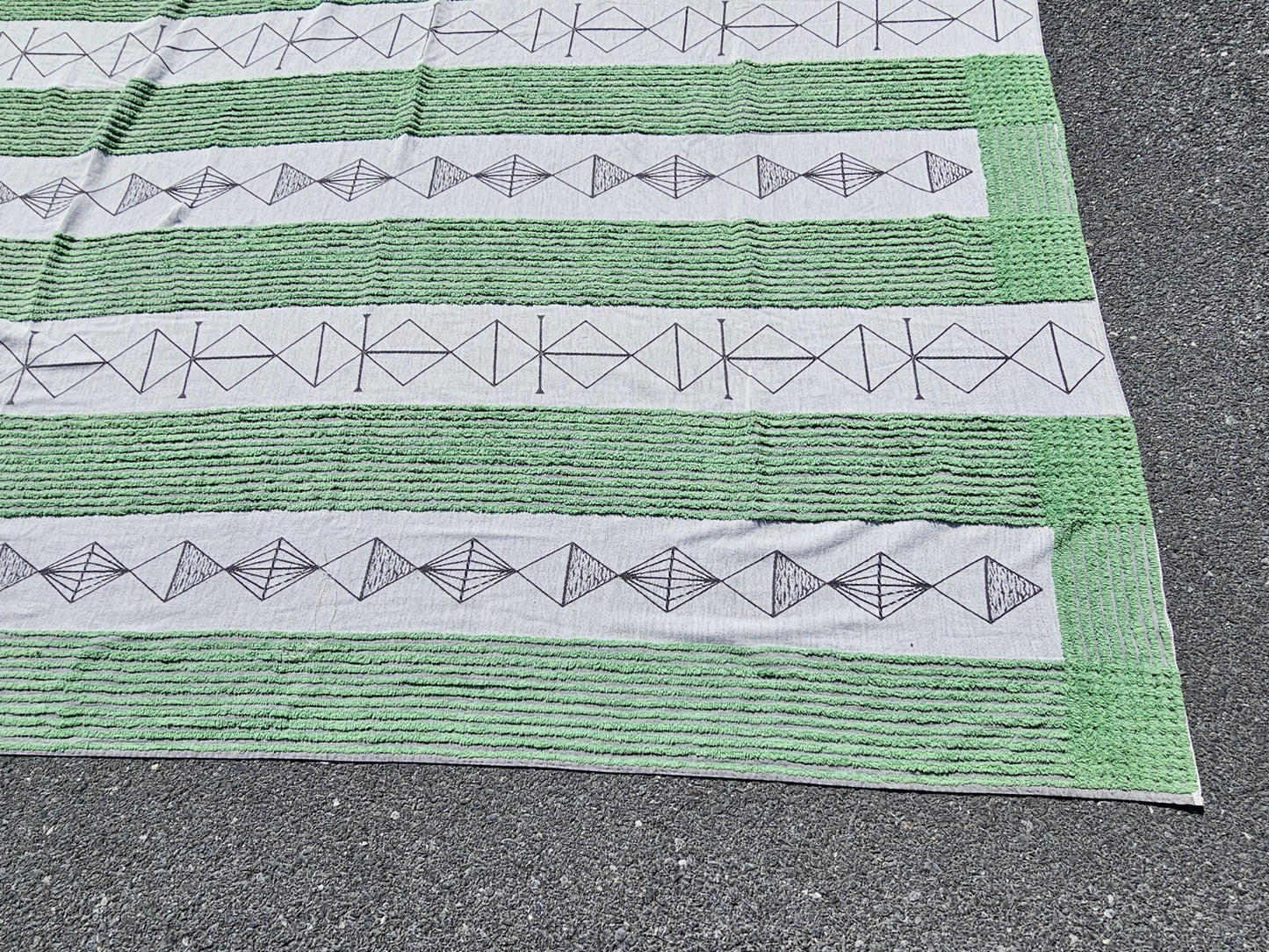 Vtg Unique Large Blanket 106 Inch X 91 Inches Hand Stitched? Tribal? 