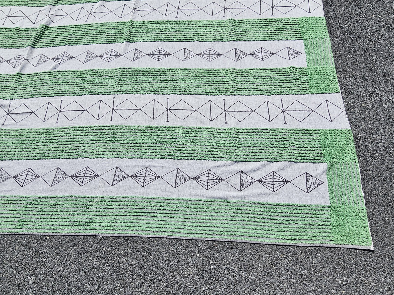 Vtg Unique Large Blanket 106 Inch X 91 Inches Hand Stitched? Tribal? 