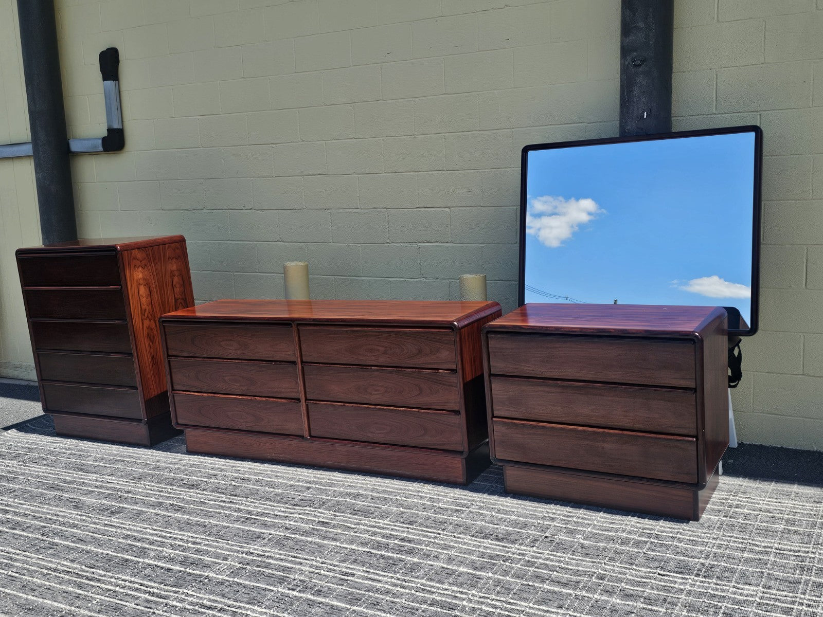 MCM Danish Rosewood Dresser Set By Kibaek Mobelfabrik Long Dresser Bedroom 