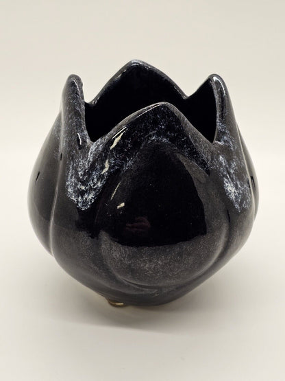 Vtg Van Briggle Pottery Vase Planter Black Tulip Swirl Signed 4 Inches Tall