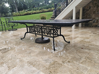 Gensun Grand Terrace Outdoor Cast Aluminum Dining Set Table & 10 Chairs