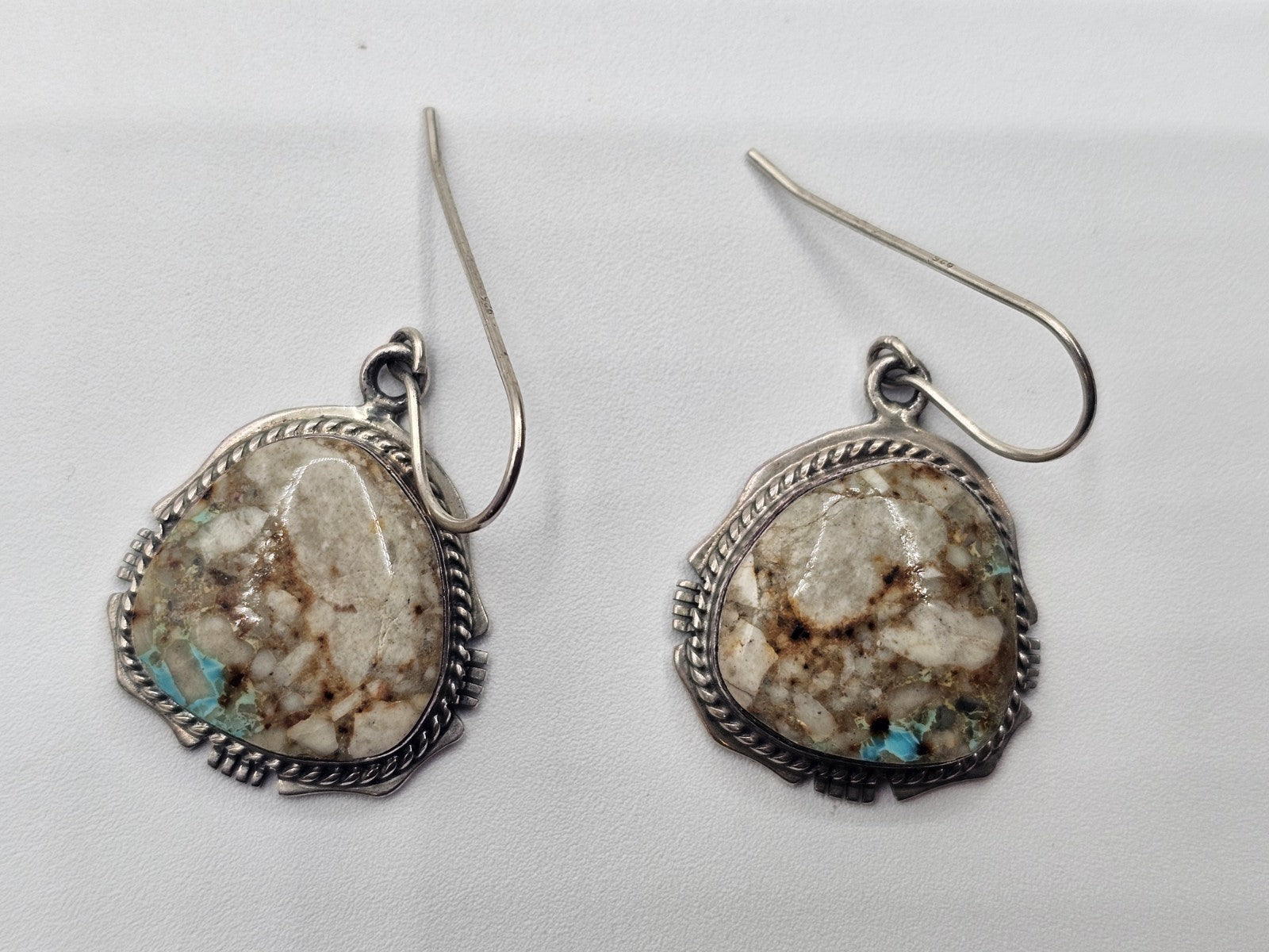 Vtg Kathy Yazzie 925 Sterling Boulder Turquoise Necklace & Earrings