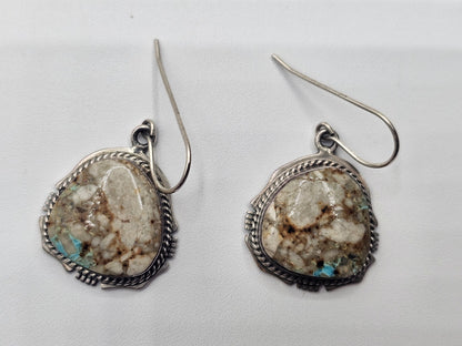 Vtg Kathy Yazzie 925 Sterling Boulder Turquoise Necklace & Earrings