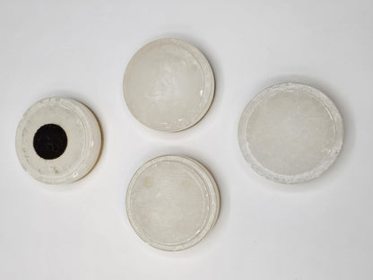 Vintage Italian White Opaline Round Cigarette Trinket Box & 4 Ashtray Coasters