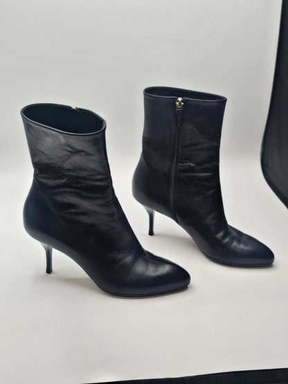 Gucci 246688 Black Leather Zip Up Ankle Boots Size 36.5 Used
