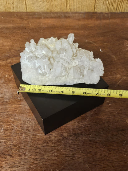 Cyan Design White Quartz Black Base & White Crystal Table Accent Decor 7" X 7"