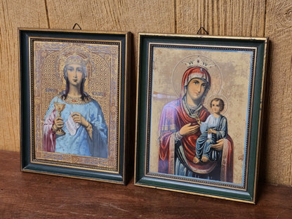 Vtg Pair Villeroy & Boch Porcelain Russian Icon Plaques Very Intricate 