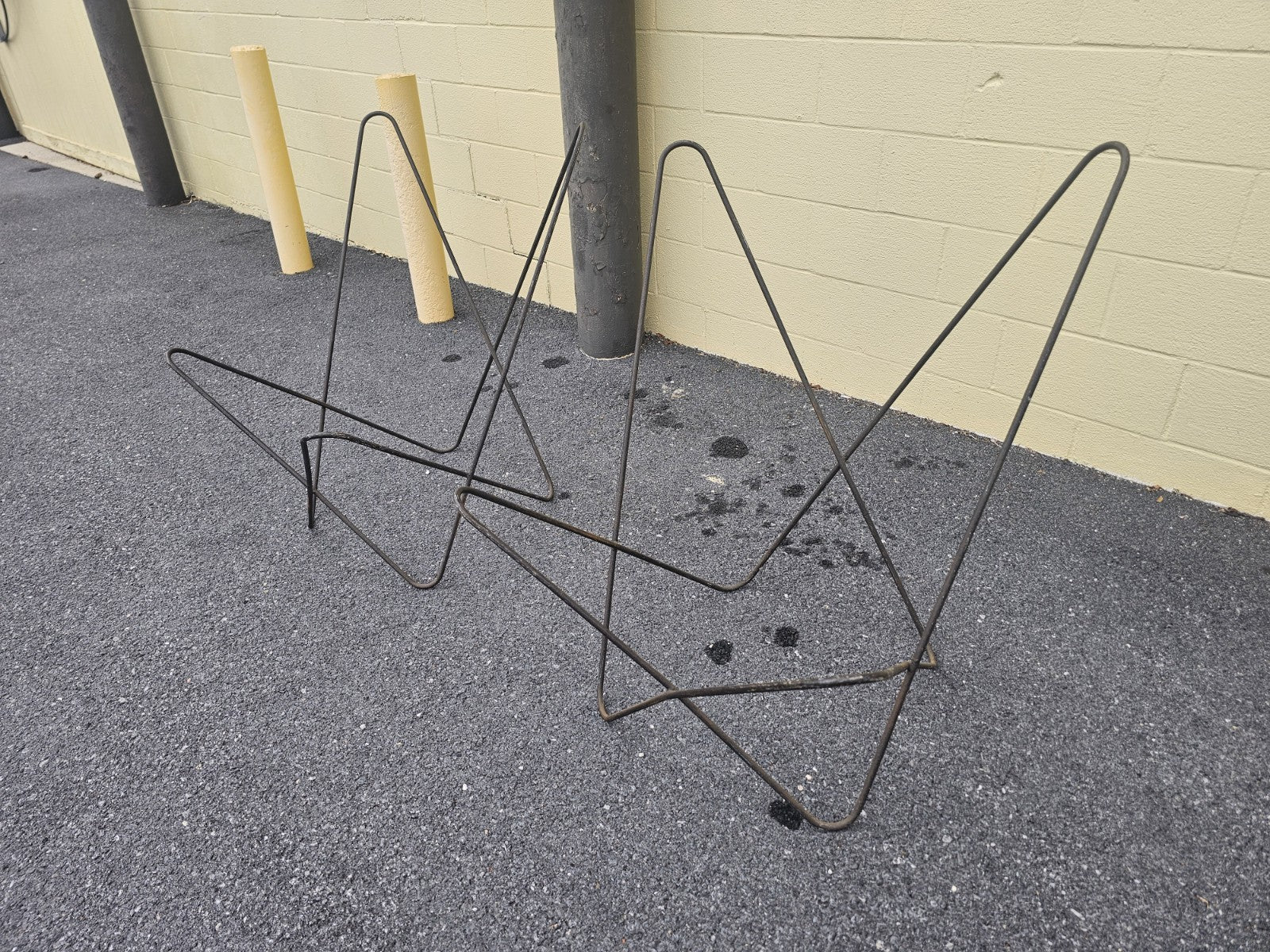 Vintage Mid Century Butterfly Chair Metal Iron Pair by Knoll? Bases Only