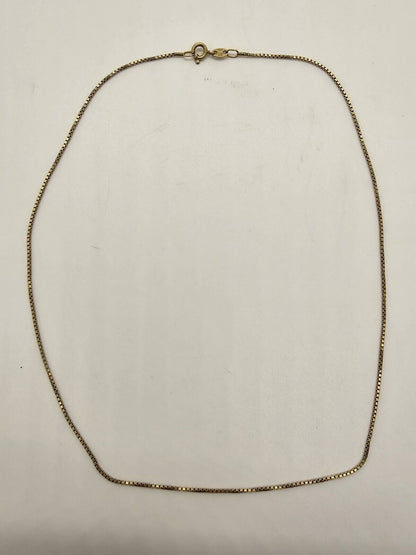 750 18K Yellow Gold Box Chain Choker Necklace 15.5 Inch 2.9 Grams Makers Mark