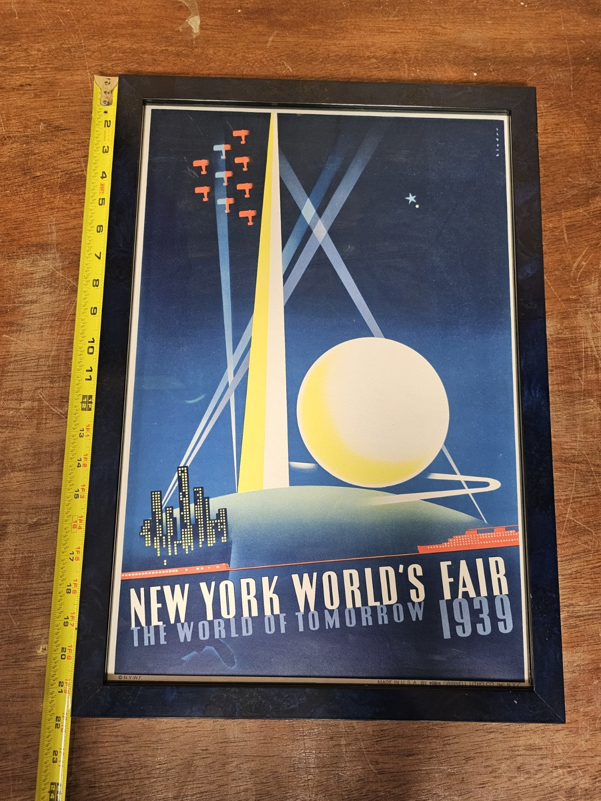 Original 1939 New York World's Fair Poster Joseph Binder Frame Measures 15 X 21