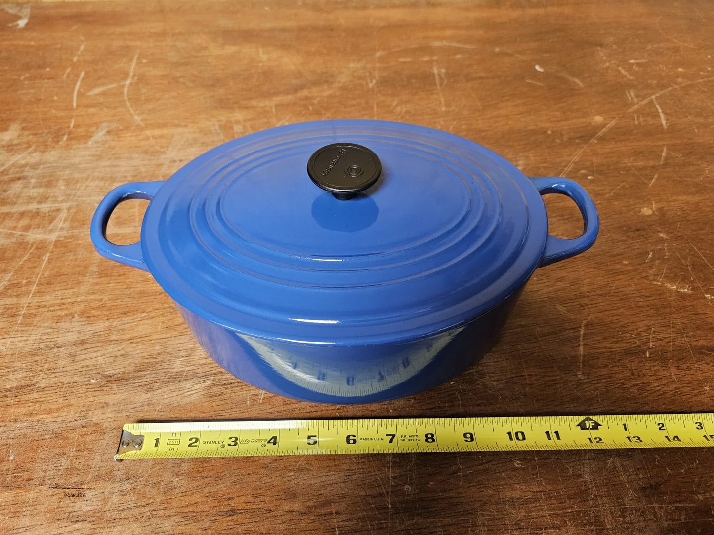 Le Creuset Enameled Cast Iron Signature Oval Casserole Blue Good Condition Used