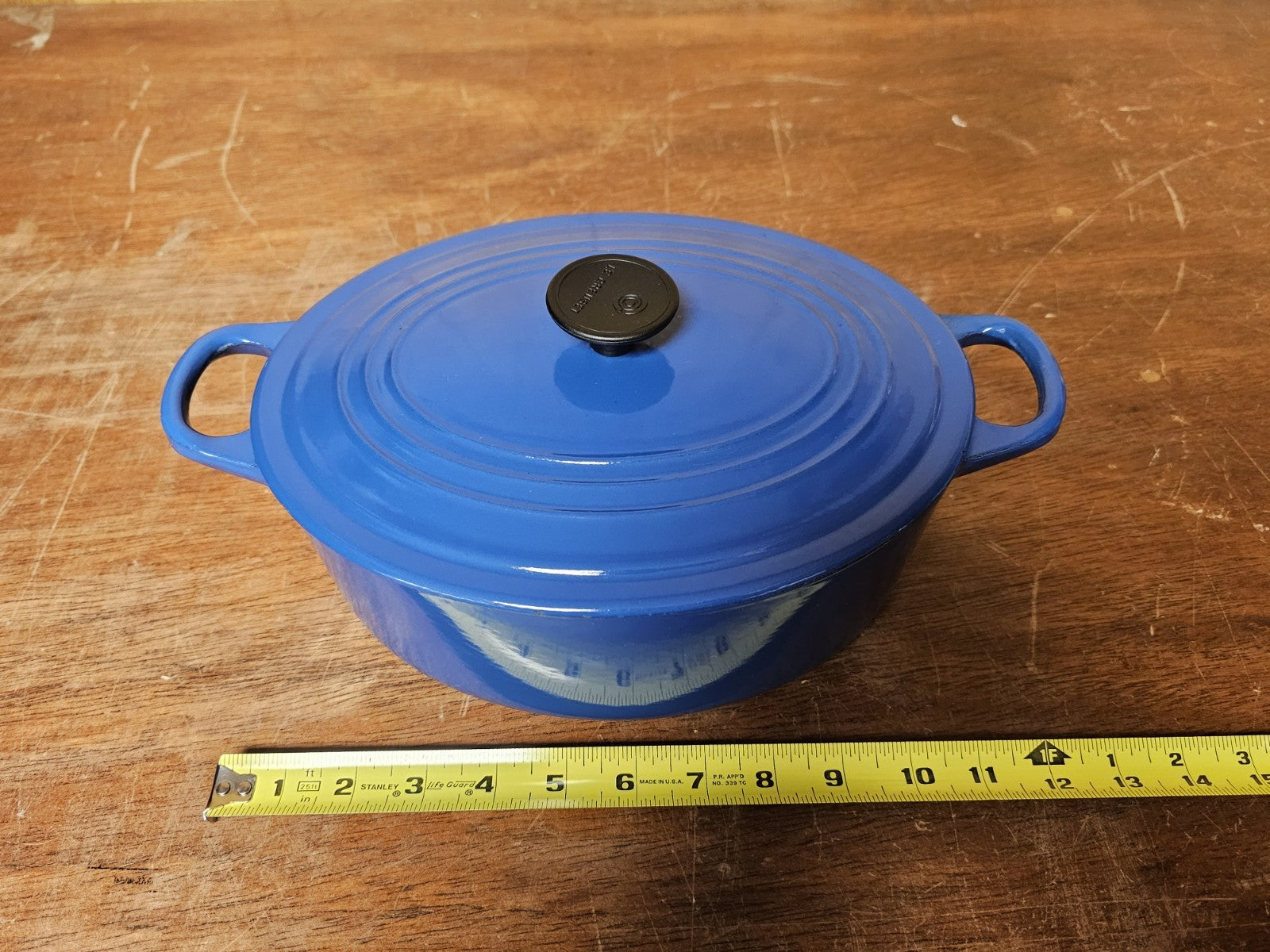 Le Creuset Enameled Cast Iron Signature Oval Casserole Blue Good Condition Used