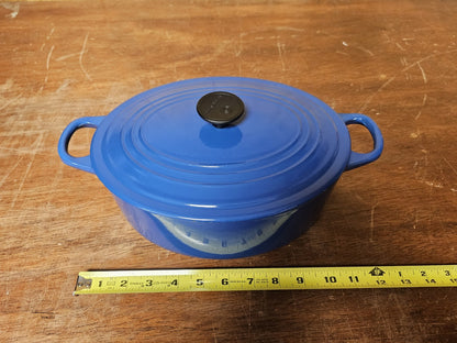 Le Creuset Enameled Cast Iron Signature Oval Casserole Blue Good Condition Used