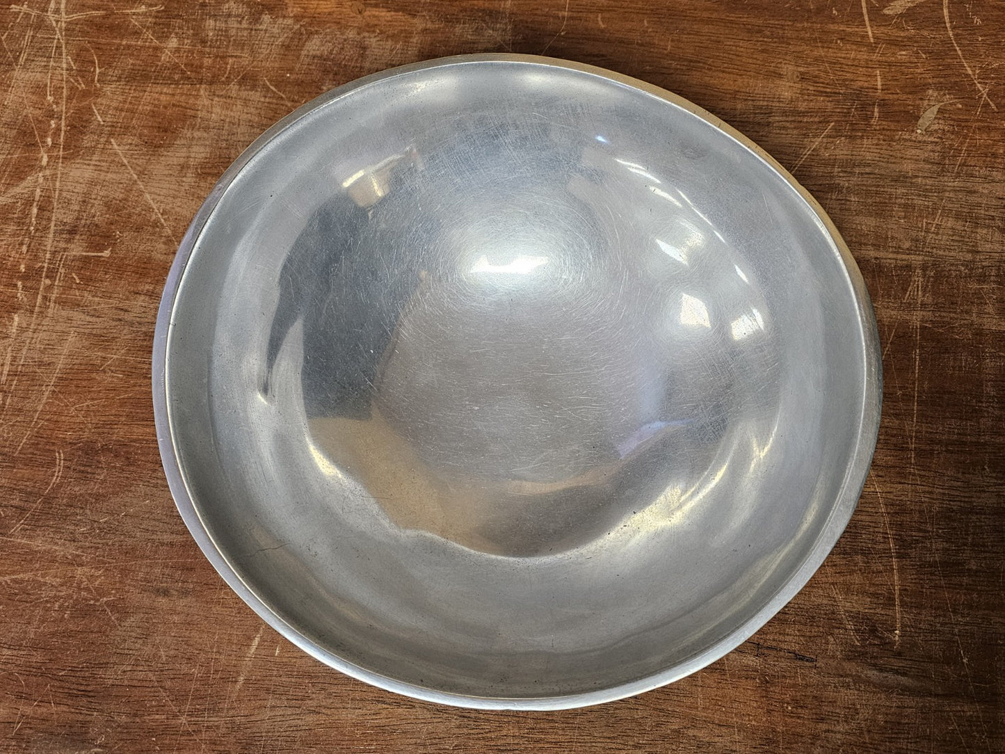 MCM Bruce Fox Design Aluminum Metal Biomorphic Footed Bowl 12.75 In