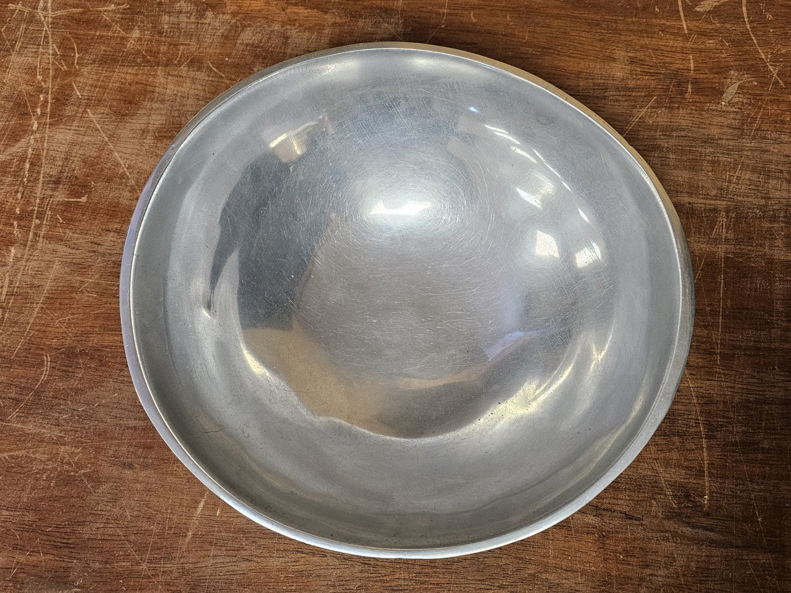 MCM Bruce Fox Design Aluminum Metal Biomorphic Footed Bowl 12.75 In